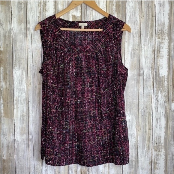 Talbots Sleeveless Black & Magenta Blouse - Picture 1 of 4
